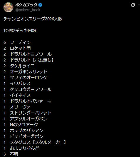 CL】チャンピオンズリーグ2026大阪優勝デッキレシピ | ポケカブック